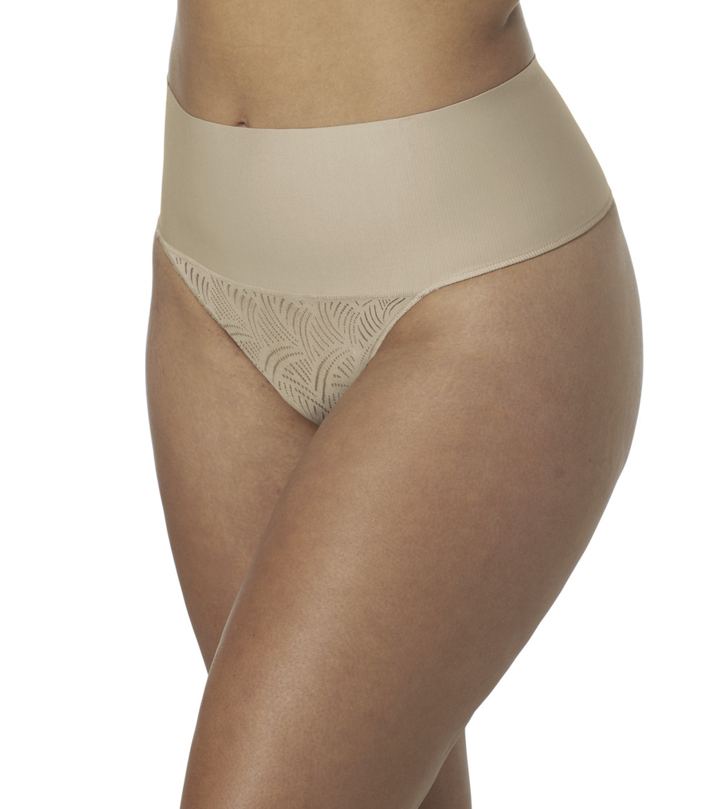 Maidenform Firm Control Tame Your Tummy Lace Thong Panty Beige Size 2XL